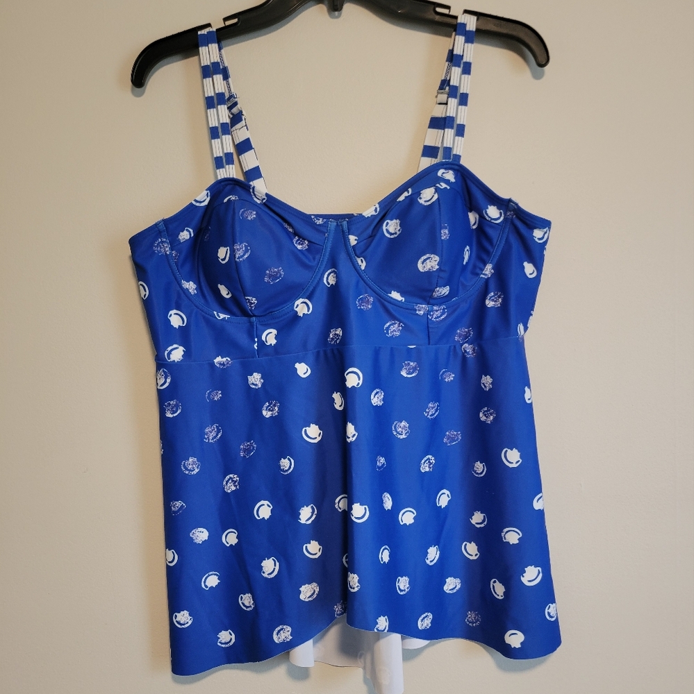 Flowy Tankini Swimsuit Blue and White Size 1X